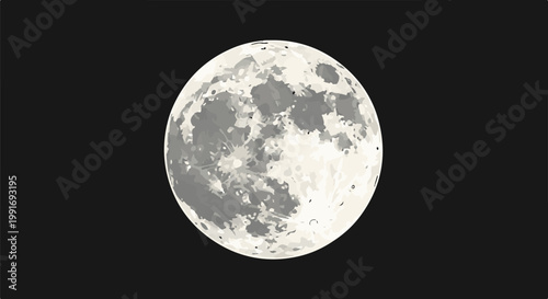 Stylized full moon against a dark, starry void with visible craters and texture