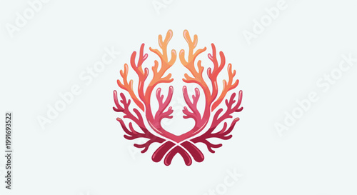 Stylized coral branches forming a circular, symmetrical pattern in shades of pink and orange