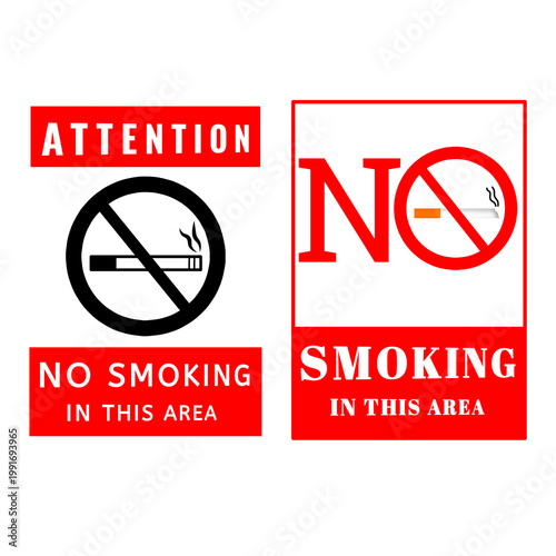 Warning sign no smoking for health and safety awareness