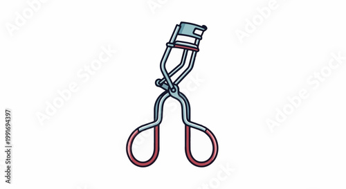 Stylized illustration of a cosmetic eyelash curler on a white background