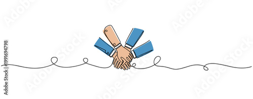 Group hands joining together symbolizing teamwork on white background. no editable strokes