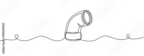 Plumbing elbow pipe shown on continuous line sketch. no editable strokes