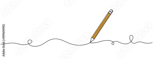 Pencil drawing creating continuous line across white background. no editable strokes