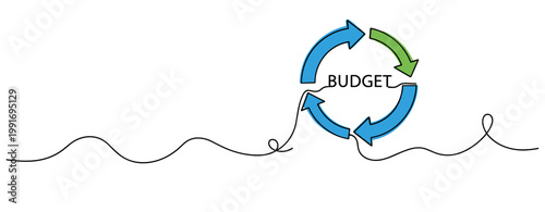 Budget arrows circulating over continuous wavy line. no editable strokes
