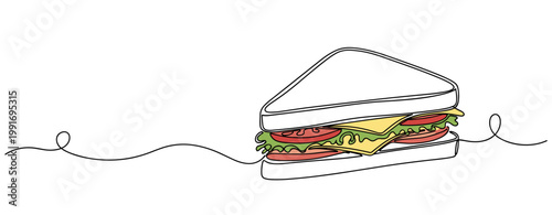 Stacked sandwich with fillings on continuous line surface. no editable strokes