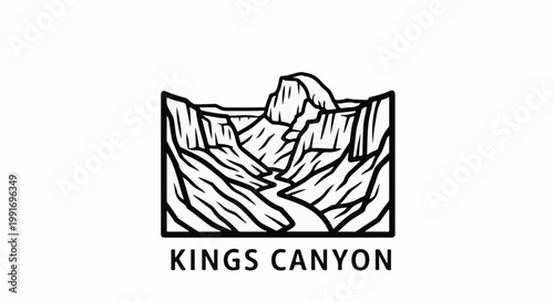 Stylized graphic of a vast canyon with a winding river and mountains