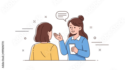 Animated conversation between two young caucasian females
