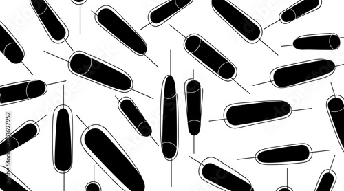 Stick mounted snack silhouettes repeating on white seamless background, no seamless