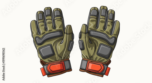 Pair of green tactical gloves.