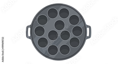 Overhead View of a Cast Iron Plett Pan for Cooking.