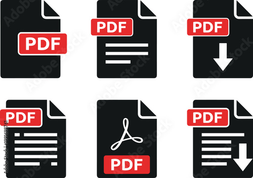 Pdf file download icon and documents , Business , PC , Illustration , DOC, PDF. vector illustration