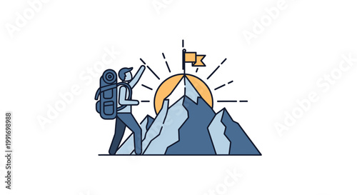 Person Hiking With Backpack Flag.
