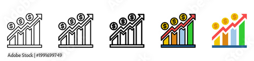 Profitability Icon With Differences and Colors Style Illustration