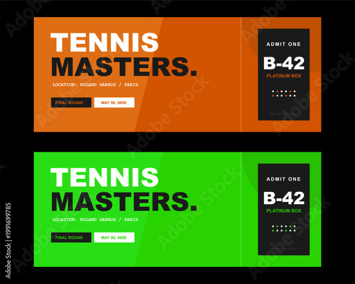 Tennis masters promotional material vibrant colors and bold text design