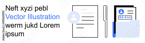Identity verification, data privacy, online documentation, records organization, file management, information security. Visual of papers, file folder and ID icons. Identity verification and data