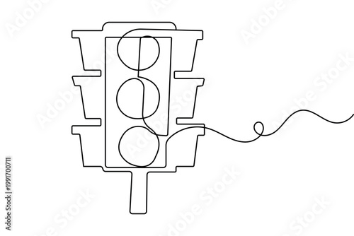 Traffic light continuous one line drawing minimalist style isolated vector illustration