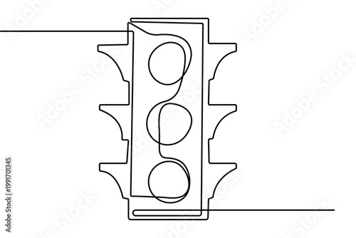 Traffic light continuous one line drawing minimalist style isolated vector illustration