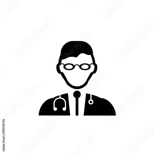 Doctor icon with stethoscope and classes