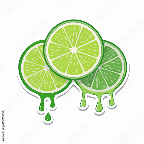 Juicy Lime Slices with Dripping Juice Illustration