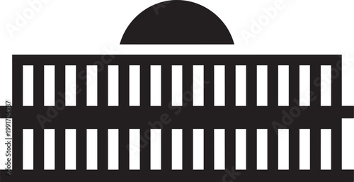 Capitol building simple silhouette with dome and columns illustration with building facade