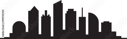 Cityscape silhouette with modern buildings and varied architecture for urban backgrounds