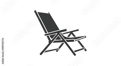 Folding beach chair icon, simple style