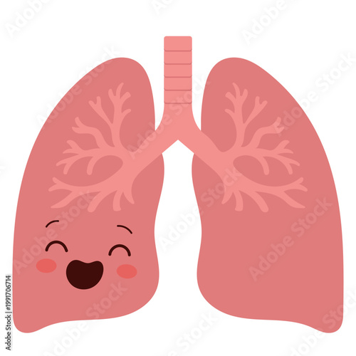 Cute Kawaii Lungs Character Illustration