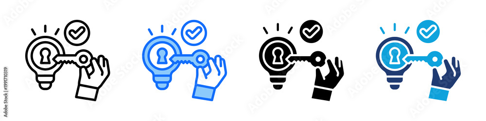 Fototapeta premium Problem Solving Icon Set Multi Style Vector Illustration