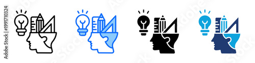 Creative Thinking Icon Set Multi Style Vector Illustration