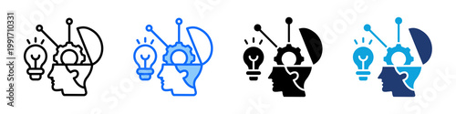 Critical Thinking Icon Set Multi Style Vector Illustration