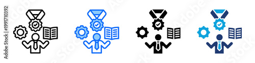 Skill Mastery Icon Set Multi Style Vector Illustration