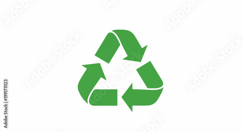 A bright green recycling symbol composed of three arrows forming a triangle against a white background