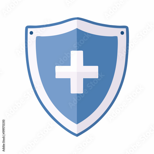 Blue Shield with White Cross Icon