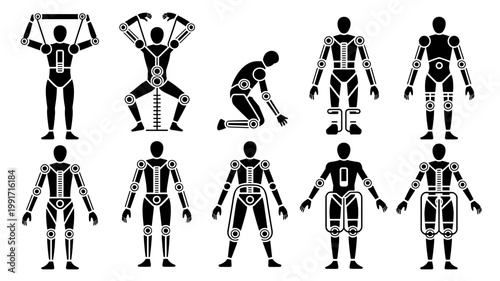 Robotic exoskeleton for logistics and lifting - Perfect for industrial automation, warehouse safety manuals, or human augmentation tech.