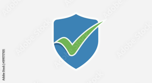 A blue shield with a green checkmark indicating approval or safety