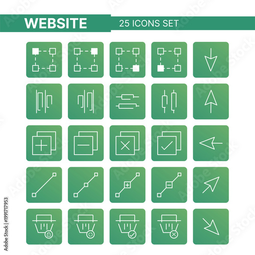 Modern website icon set featuring clean line icons designed for web development, UI UX design, and digital interfaces. Perfect for websites, mobile apps, dashboards, presentations, and digital product