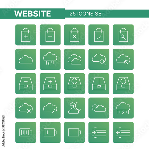 Modern website icon set featuring clean line icons designed for web development, UI UX design, and digital interfaces. Perfect for websites, mobile apps, dashboards, presentations, and digital product