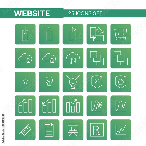 Modern website icon set featuring clean line icons designed for web development, UI UX design, and digital interfaces. Perfect for websites, mobile apps, dashboards, presentations, and digital product