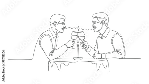 Two men enjoying wine together socially.