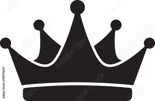 A classic crown symbolizing royalty and monarchy with five distinct points silhouette vector icon