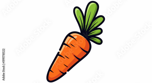 Vibrant orange root vegetable with green leafy top, stylized for graphic use