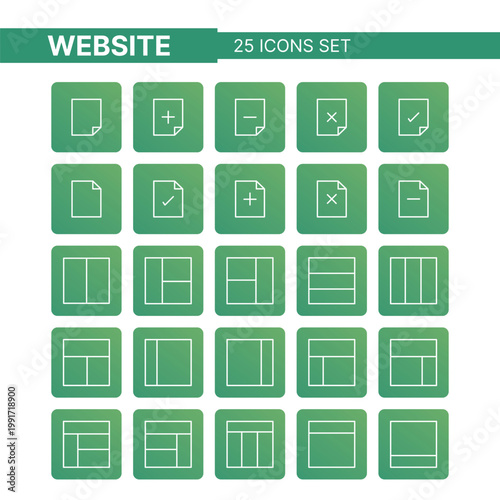 Modern website icon set featuring clean line icons designed for web development, UI UX design, and digital interfaces. Perfect for websites, mobile apps, dashboards, presentations, and digital product