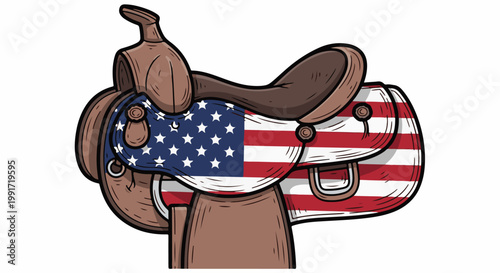 Western saddle with American flag design