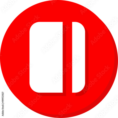 White journal book icon on red circular background for personal notes and diary apps