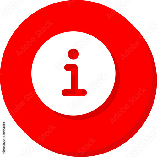 Small white info symbol within a red circular frame for subtle information interface