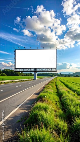 Roadside billboard on a sunny day with clouds