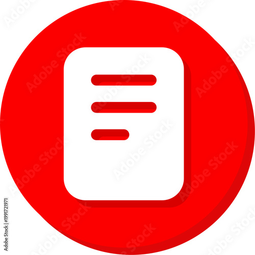 White document reader icon on red circular background for reading and office apps