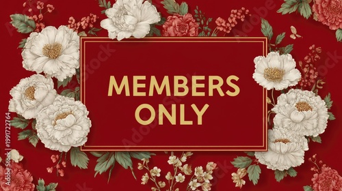 members only text surrounded by flowers illustration