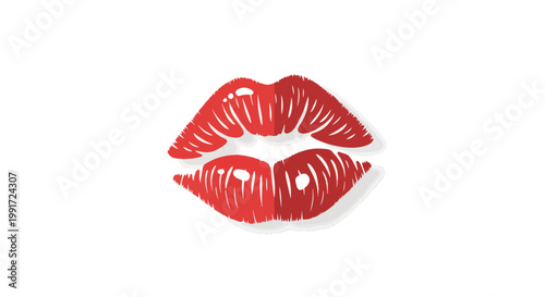 Red Lipstick Kiss Mark Close Up Print.