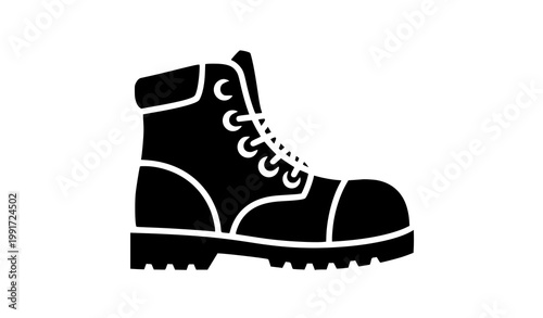 Safety boot silhouette icon set steel toe work footwear vector illustration isolated on white background